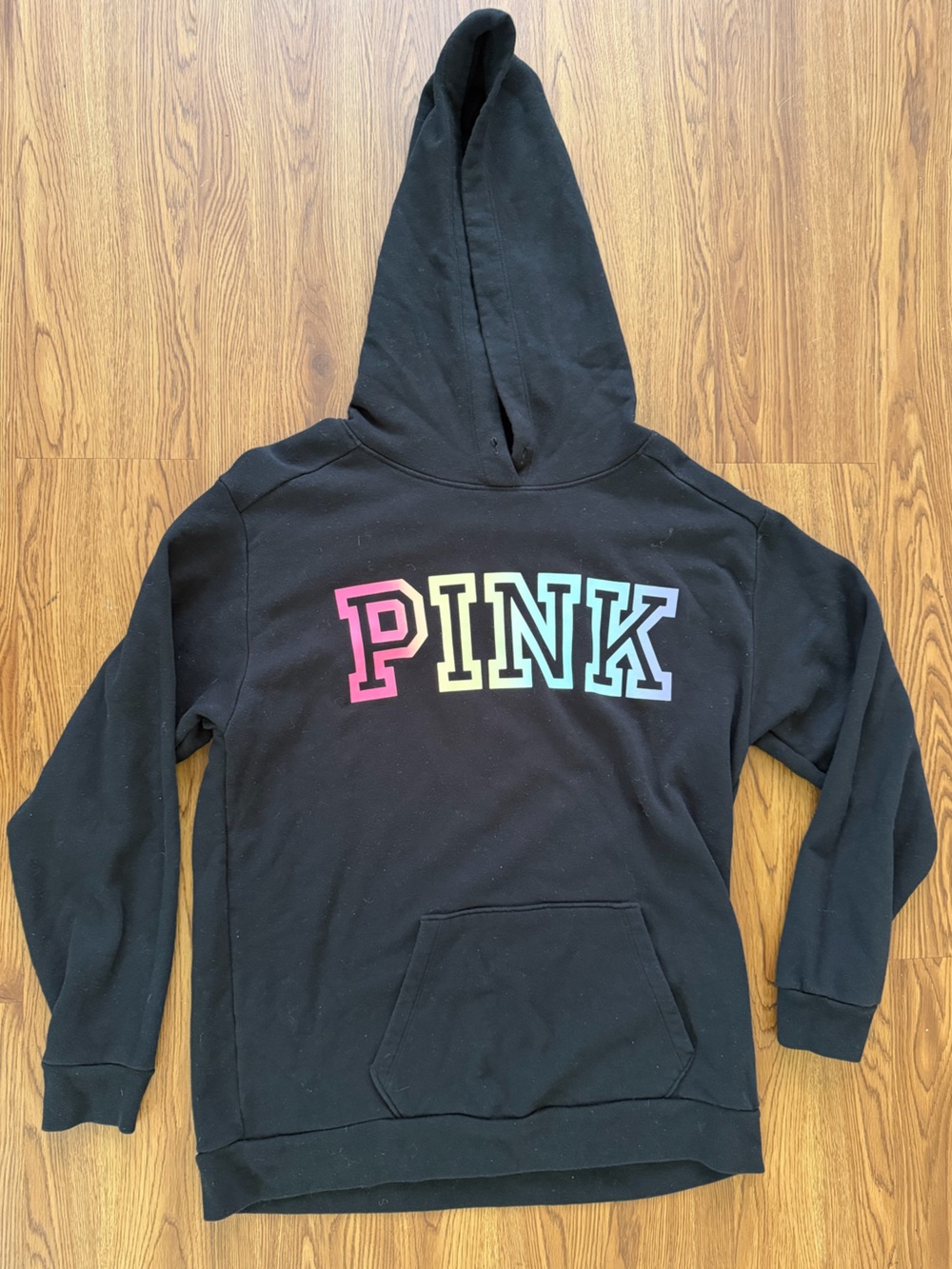 PINK Victoria's Secret Black Pullover Hoodie with Ombre Logo
